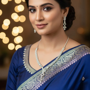 Pavé Crystal Swirl V-Drop Necklace Set – Rs. 3,650