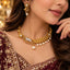 Antique Gold Filigree Peacock CZ Pearl Choker Necklace Earrings Set