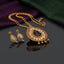 Antique Gold Meenakari Teardrop Pearl Pendant Long Necklace Earrings Set