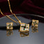 CZ Baguette Cross Concave Square Pendant Necklace and Earrings Set editorial lifestyle image showing all color variants of the concave square baguette cross jewelry set