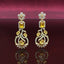 Elegant Floral Gold-Plated Drop Earrings with Yellow Gemstones