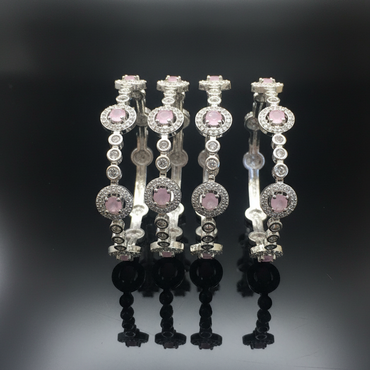 American Diamond Pink Stone Bangles Set – Bridal Wedding Jewelry