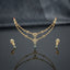 Gold AD Double-Layer Mint CZ Teardrop Necklace & Drop Earrings Set product shot