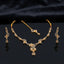 Gold Champagne CZ Floral Vine Necklace Maang Tikka & Linear Drop Earrings Bridal Set