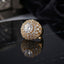Gold CZ Bombe Dome Cluster Oval Center Cocktail Ring