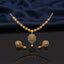 Gold CZ Filigree Lotus Floral Pendant Necklace and Tulip Drop Earrings Set — 22K antique gold-tone 2-piece set with continuous 6-petal daisy star flower station necklace large 3-layer scalloped petal open filigree lotus pendant with CZ micro-pavé accents and tulip gold drop and matching round dome filigree tulip drop earrings displayed on dark mirror surface with navy blue satin backdrop