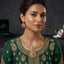 Gold CZ Mesh Choker Ruby Emerald Medallion Bridal Necklace & Earrings Set