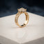 Gold CZ Pavé Cushion Cluster Crown Filigree Scroll Shank Cocktail Ring