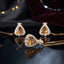 Gold CZ Pavé Teardrop Gemstone Pendant Necklace & Earrings Set
