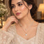 Gold Double Layer Pearl Choker & CZ Halo Opal Heart Pendant Necklace Set