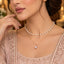 Gold Double Layer Pearl Choker & Round Pearl Bezel Pendant Necklace Set