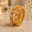 Gold-Tone Granule Dome Ball Cluster & White CZ Polki Flower Bangle Set of 2