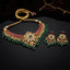 Gold Kundan Polki Ruby Emerald Pearl Choker Necklace Earrings Bridal Set