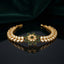 Gold Kundan Polki Star Flower Bracelet in White CZ variant flat lay on grey mirror surface with green velvet backdrop showing double-row kundan polki navette link band with large 8-petal star flower focal with white CZ open filigree petal arms and white polki navette band with mirror reflection