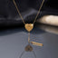 Gold Layered Heart Lariat Bar Drop Necklace