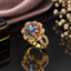 Gold Lotus Flower Cluster CZ Dome Cocktail Ring