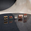 Gold Red Tulip Floral Enamel Pearl CZ 4-Pair Stud Earring Set with Gift Box