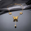 Gold Textured Butterfly Multi-Charm Station Tassel Ball Drop Necklace