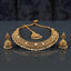 Gold-Tone Antique Kundan Spiral Choker Necklace, Jhumka Earrings & Maang Tikka Set flat lay