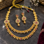 Gold-Tone Double-Row Necklace & Drop Earrings Set with Pink Accents