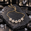 Gold-Tone Five Flower Clear Petal Chain Bracelet