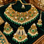 Gold-Tone Green Floral Necklace, Earrings, Bindia & Jhummer Set