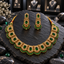 Green Oval Panel Fringe Necklace Set