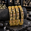 Gold-Tone Pink & Clear Oval Four-Piece AD Bangle Set