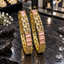 Gold-Tone Pink Rectangle Clear Accent Bangle Pair