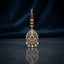 Gold-tone Rajwari ruby and emerald CZ floral peacock maang tikka with pearl drops
