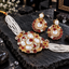 Gold-Tone Red Floral Pearl-Look Choker & Earrings Set
