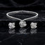 Silver-Tone CZ Rose Flower Tennis Necklace with 3D Rose Stud Earrings Set