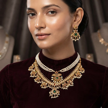 Pearl & Guttapusalu Statement Necklace Set