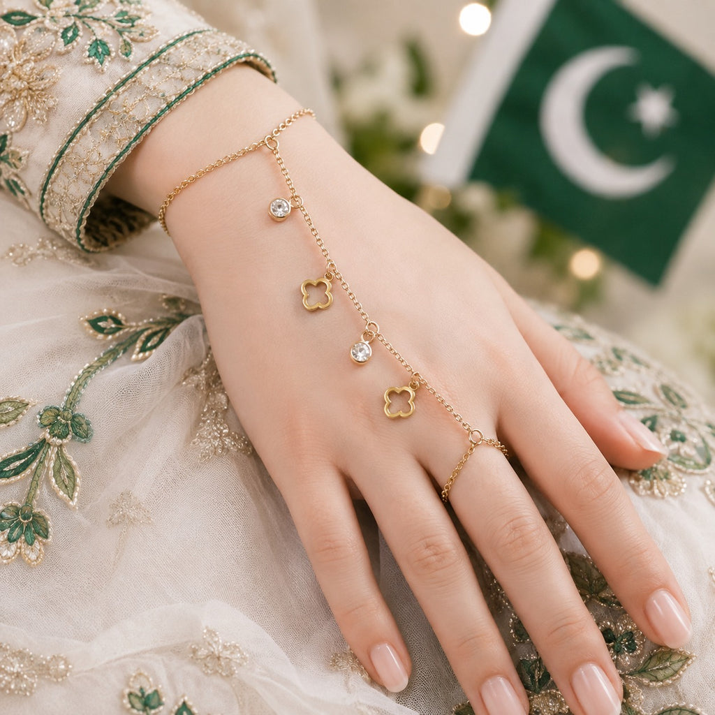 Delicate Floral Hand Chain Bracelet