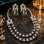 Black stone floral crystal necklace set with matching statement earrings