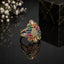 Elegant multicolor CZ floral statement ring with colorful baguette-style stones and sparkling gold-tone detailing
