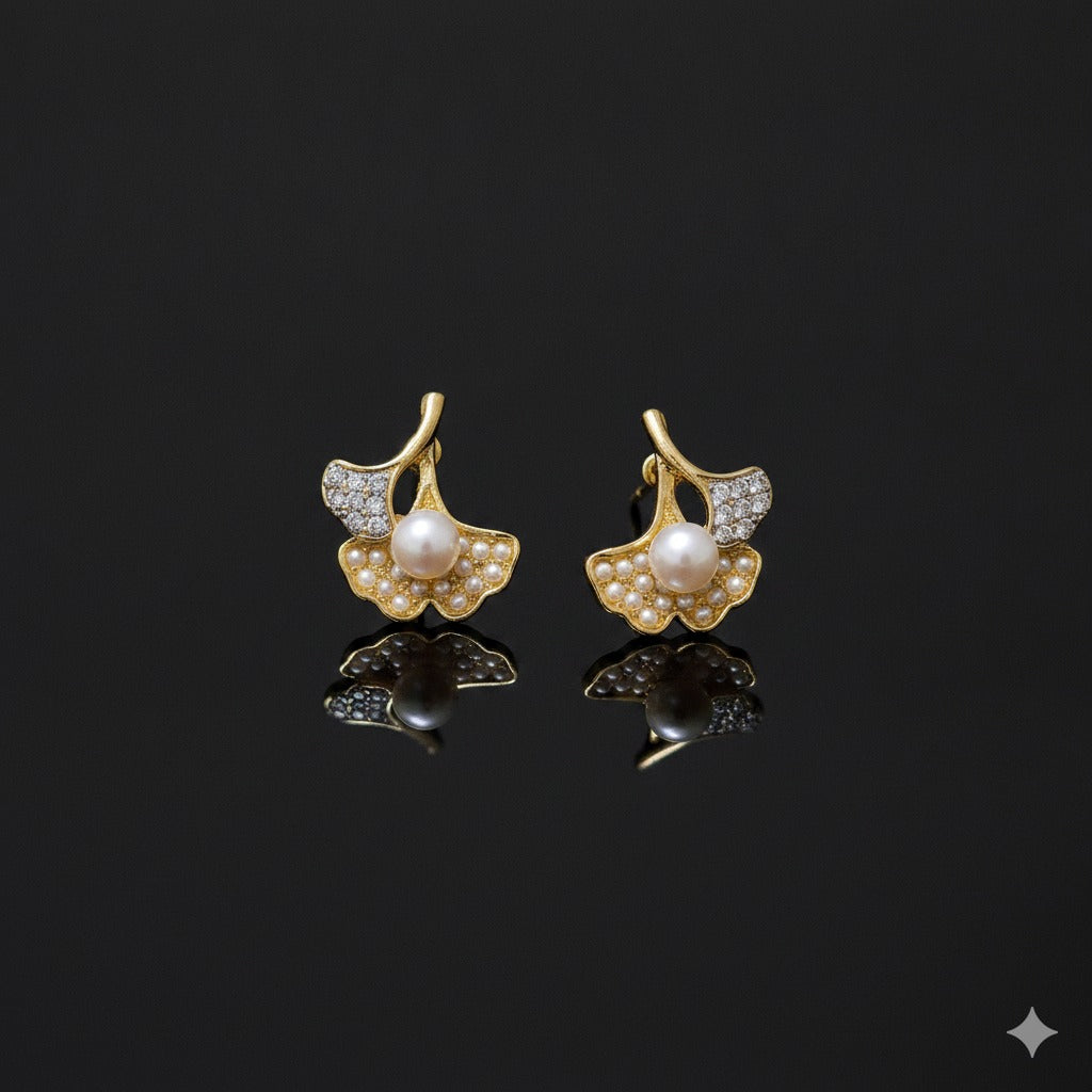 Trendy Ginkgo Leaf Stud Earrings