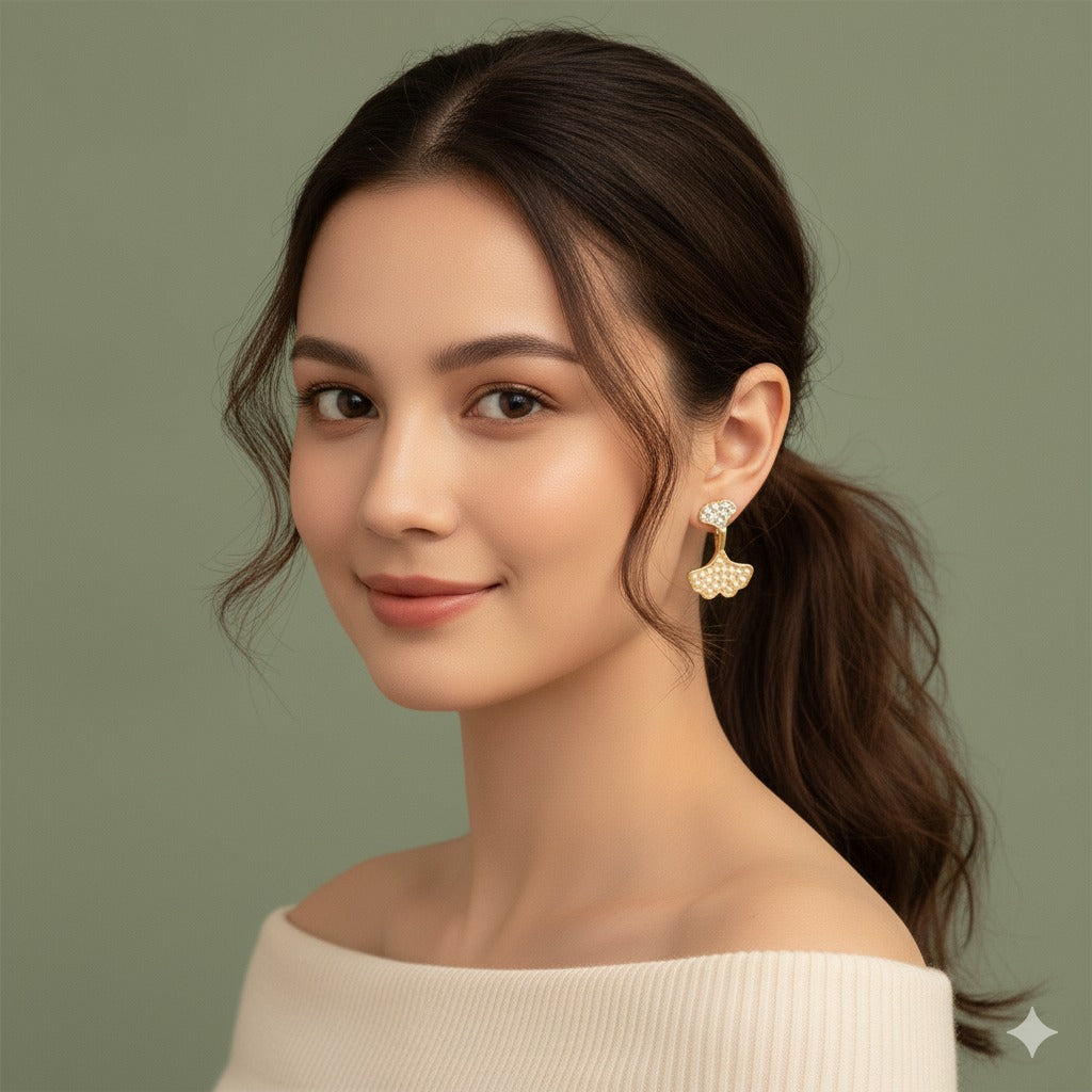 Trendy Ginkgo Leaf Stud Earrings