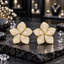 Ivory Five-Petal Flower Earrings with Gold-Tone Borders