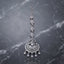 Silver AD Crescent Chandelier Maang Tikka with Marquise Leaf Chain & Teardrop Fringe