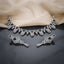 Silver Black & White CZ Art Deco Collar Necklace & Bar Drop Earrings Set