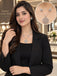 Silver CZ Flower of Life Circle Pendant Necklace and Stud Earrings Set worn by Pakistani female model in black blazer in luxury jewelry boutique backdrop showing large round Flower of Life sacred geometry circle pendant fully covered in dense white CZ micro-pave interlocking petal pattern on fine silver chain with matching round CZ Flower of Life stud earrings with inset product closeup