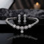 Silver CZ Halo Laurel Wheat Chain Choker Necklace & Drop Earrings Set
