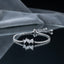 Silver CZ Marquise Leaf Cluster Tennis Adjustable Bracelet — rhodium-plated full tennis bracelet with continuous square CZ band, 3-marquise white CZ fan leaf cluster center motif, and adjustable sliding ball closure, on dark mirror surface with grey silk fabric backdrop