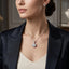 Silver-Tone Solitaire Round CZ Pendant Necklace and Earrings Set worn by model