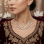 Silver-Tone CZ Tennis & Pearl Drop Fringe Choker Necklace