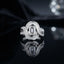 Silver Emerald Cut CZ Baguette Swirl Halo Bypass Cocktail Ring
