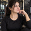 Silver Floating Pearl Vine Branch Choker Necklace worn by model in black outfit at gym setting