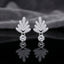Silver Leaf Fan CZ Drop Stud Earrings