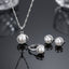 Silver Pearl CZ Orbit Frame 3-Piece Jewelry Set — Necklace, Earrings & Ring